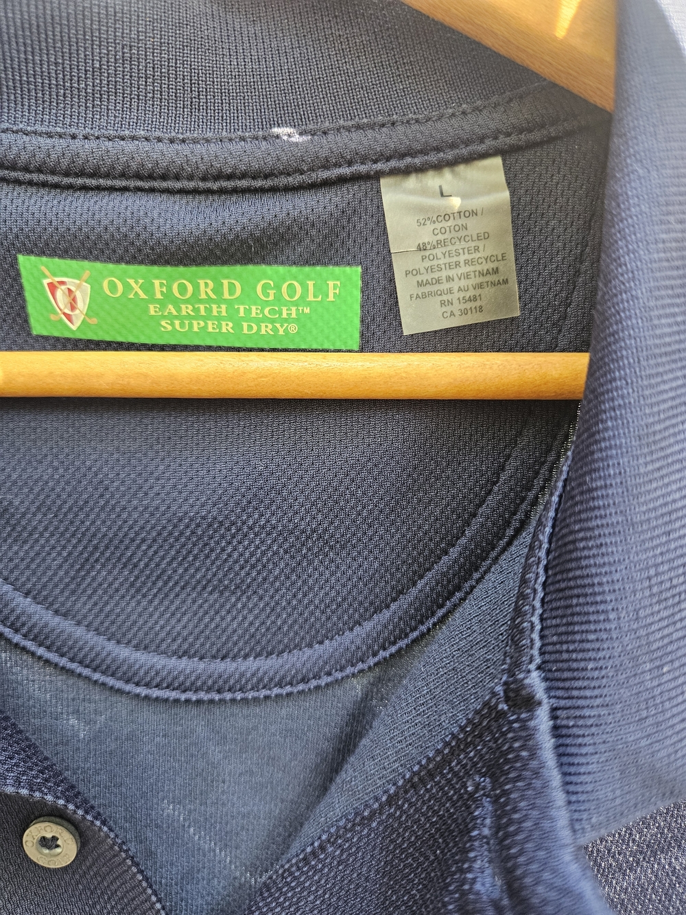 NWT Oxford Golf Mens Super Navy Blue Collared Golf Tee, Size Large - Picture 2 of 8